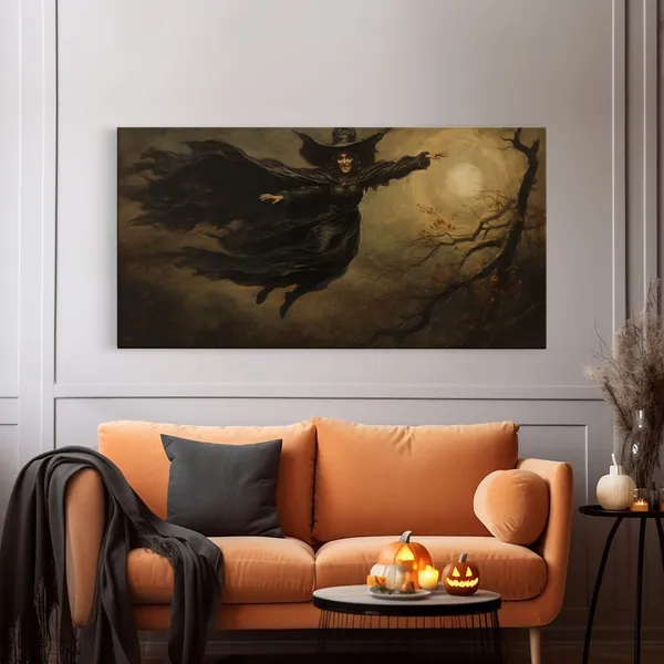 The Flying Witch Halloween Wall Art Poster Print