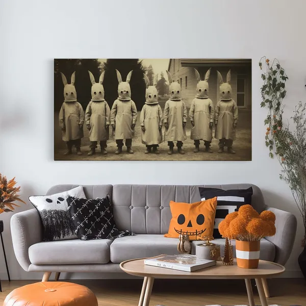 Cult Of The Bunny Creepy Halloween Tintype Art Print