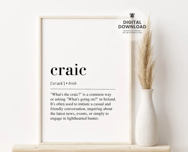 Craic Definition Funny Irish Slang Typography Poster