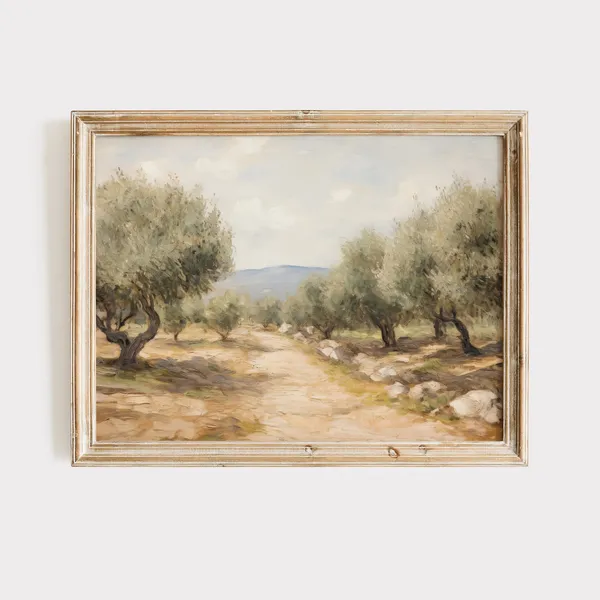 Italian Olive Trees Vintage Landscape Art Print