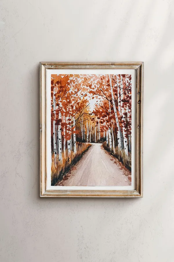 The Aspens In Fall, Watercolor Landscape Art Print