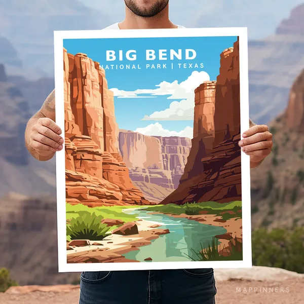 Big Bend National Park Texas Travel Poster, Hiking Wall Art