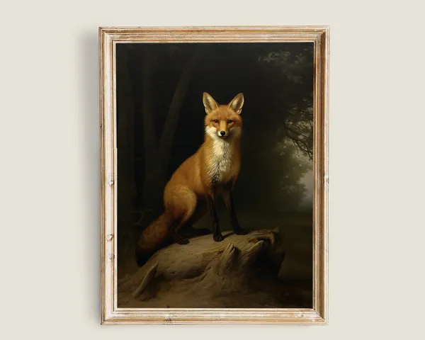 Fox Vintage Animal Art for Dark Academia Decor