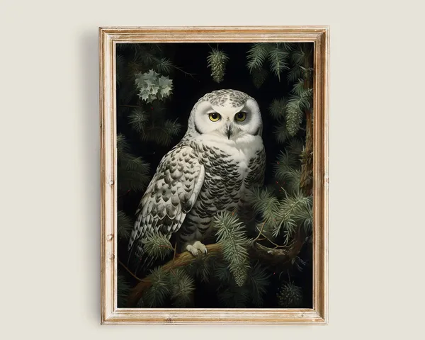 Vintage Owl Painting, Dark Academia Art Print