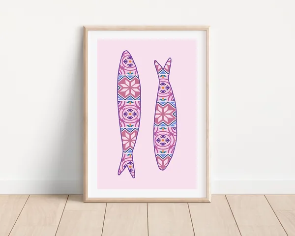 Portugal Sardine Art Print, Portuguese Tile Decor