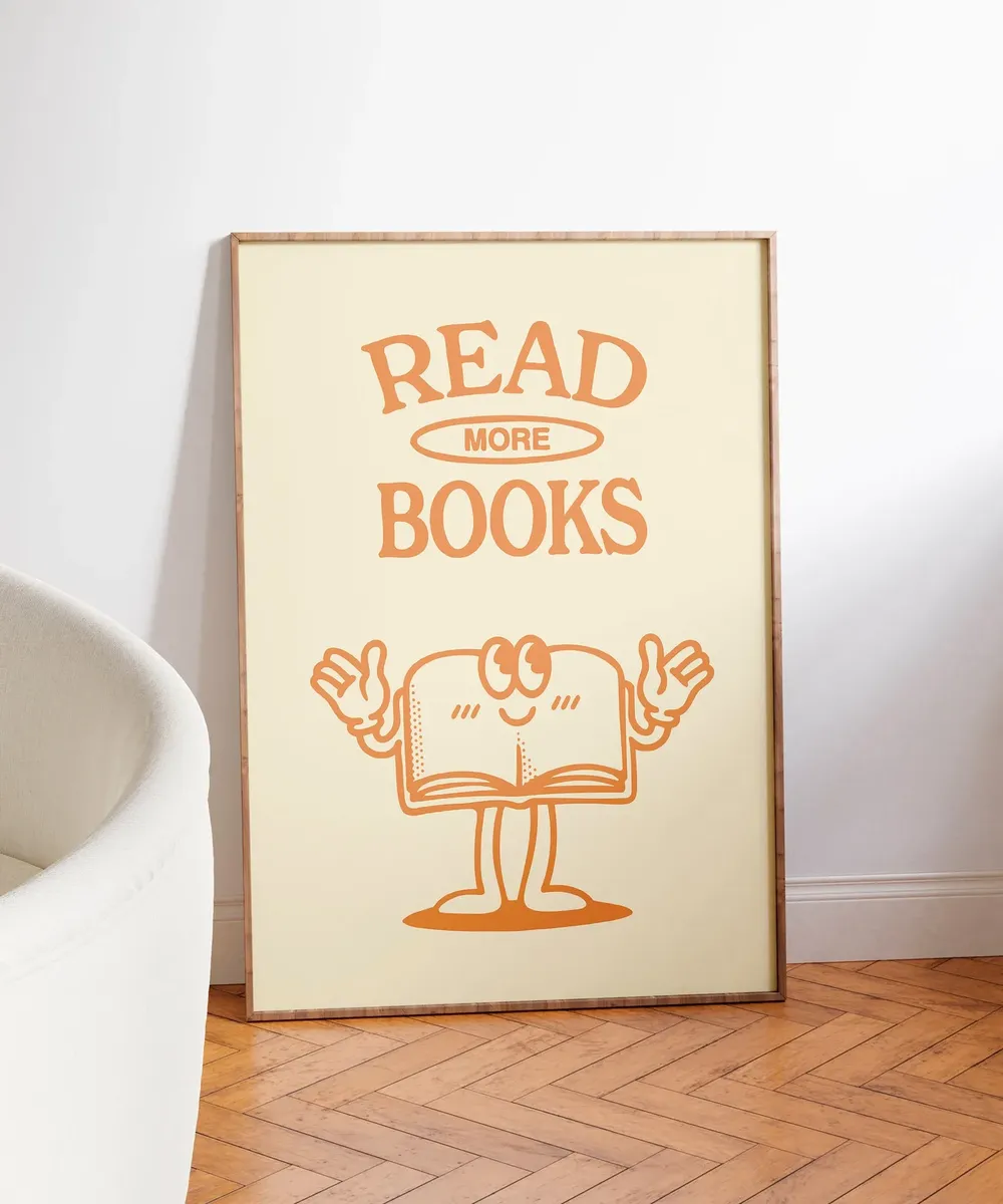 Retro Reading Read More Books Art Print - Image 3