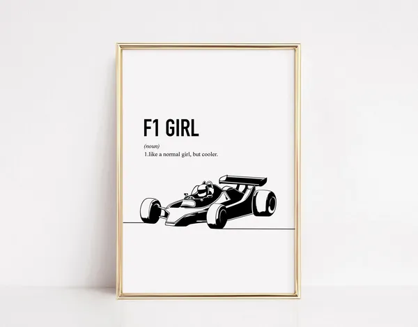Formula One Racing Car Art Print, Teen Room Decor