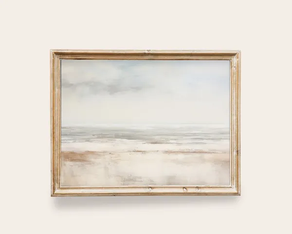 Warm Gray Coastal Landscape Abstract Art Print