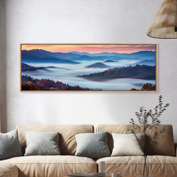 Blue Ridge Mountains Panoramic Art Print, Boho Decor