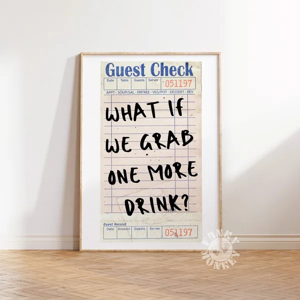 Guest Check One More Drink Bar Cart Art Print