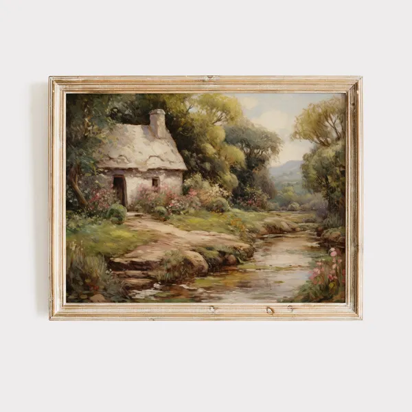 English Cottage Garden Art Print, Farmhouse Decor