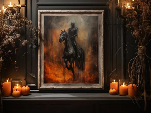 Horseman Print, Trendy Halloween Fall Art