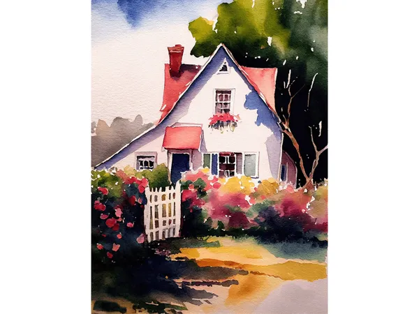 Rustic Cottage Painting Michigan Watercolor Art Print
