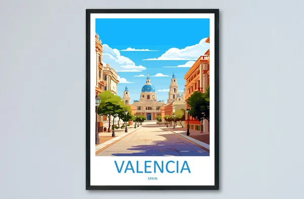 Valencia Travel Poster, Spain Wall Art Print