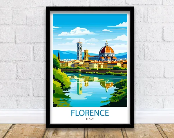Florence Italy Travel Poster, Home Living Decor