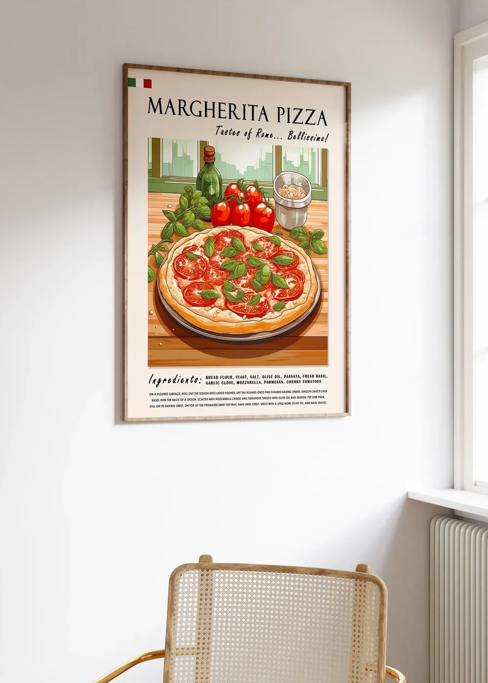 Margherita Pizza Italian Food Art Print - Image 3