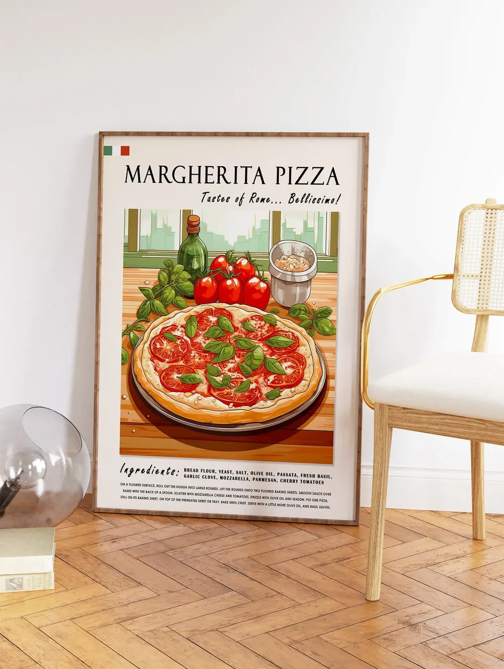 Margherita Pizza Italian Food Art Print - Image 2