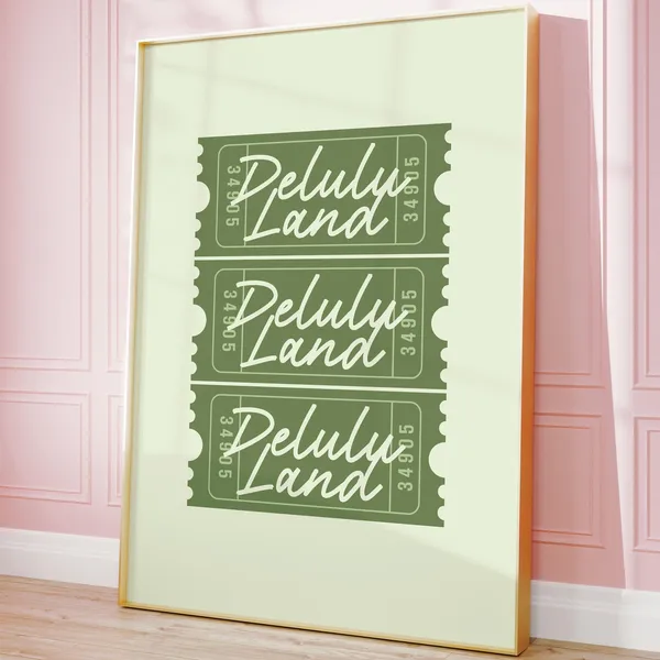 Delulu Land Green Aesthetic Room Decor Art Print