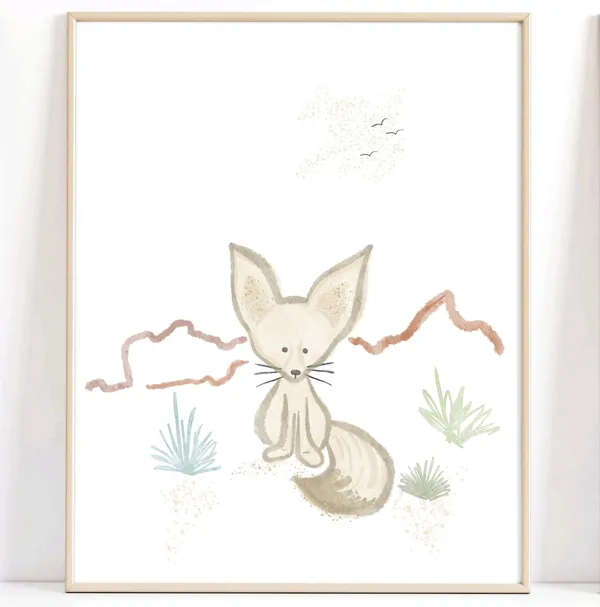 Desert Theme Nursery Fox Baby Room Art Print