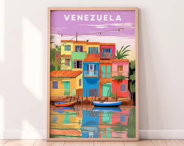 Venezuela Travel Illustration, Caribbean Art Print