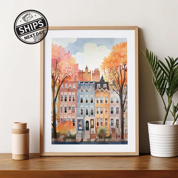 Brooklyn Heights Watercolor Art Print, New York
