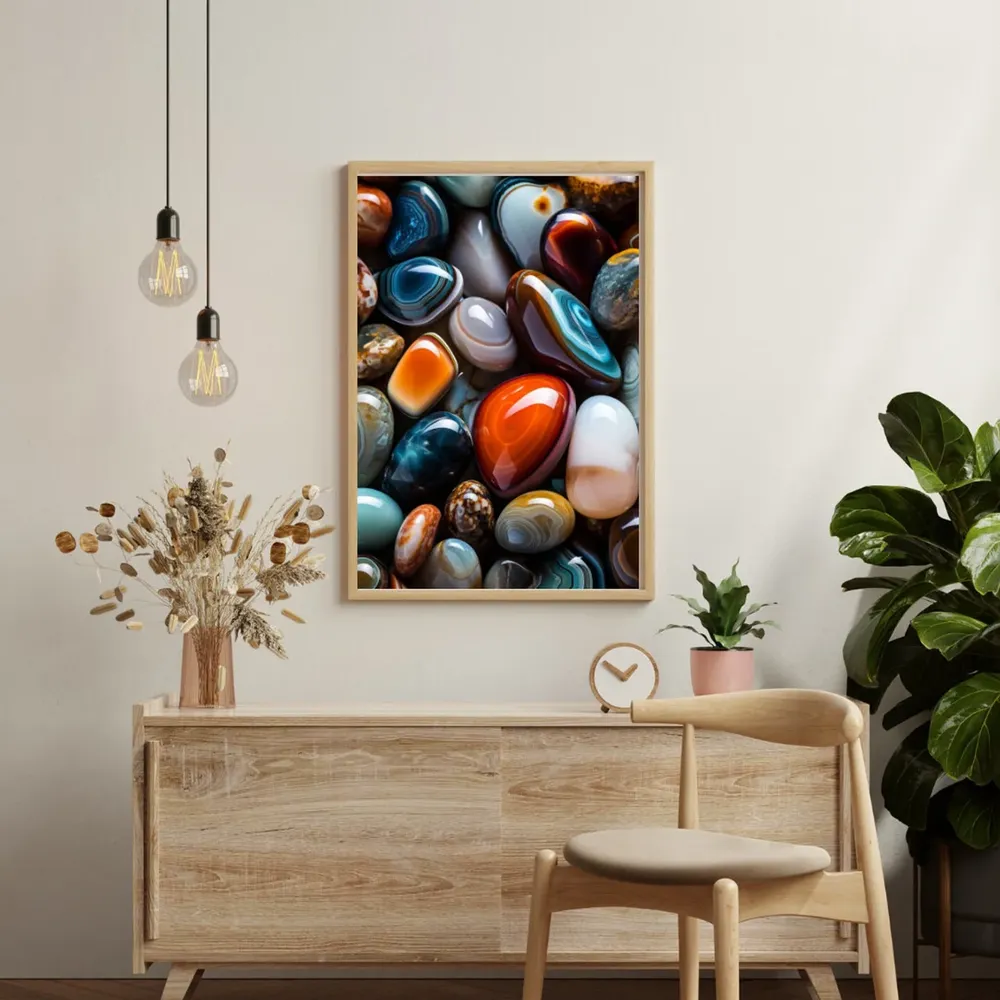 Colorful Stones Agate Wall Art, Rock Collectors Poster