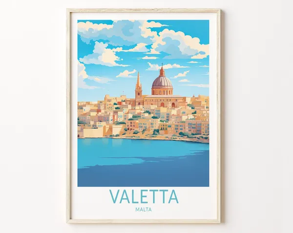 Valletta Malta Travel Poster, European City Print