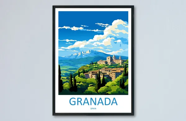 Granada Travel Poster, Spain Wall Art Print