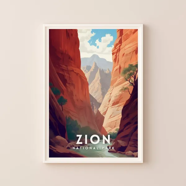 Zion National Park Travel Poster, Wall Art Print