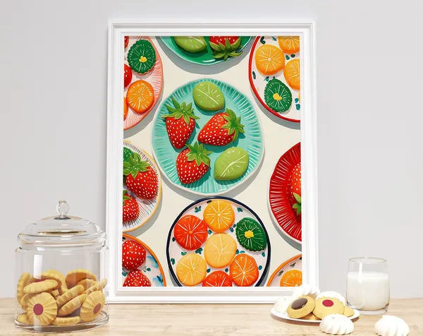 Fruit Painting Kitchen Art Print, Colorful Kitchen Decor