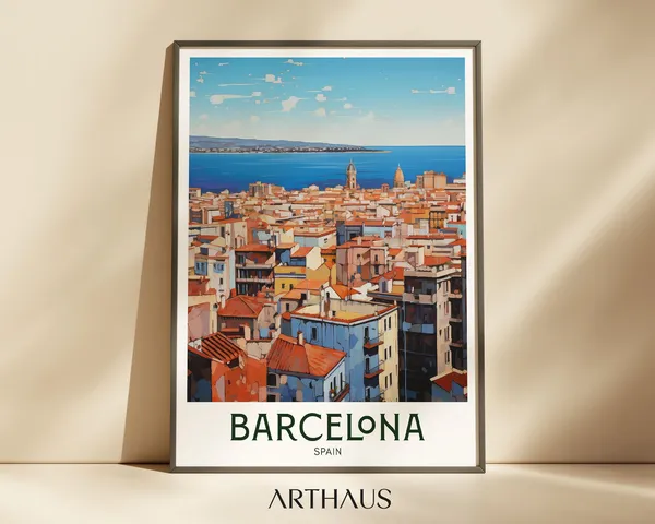 Barcelona Travel Poster, Mid-Century Modern Art Print