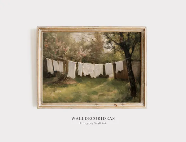 Antique Oil Painting Laundry Room Wall Art Print