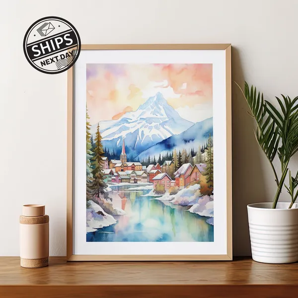 Banff Alberta Travel Poster, Canada Wall Art Print