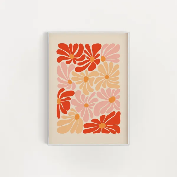 Colorful Abstract Flowers Botanical Art Print