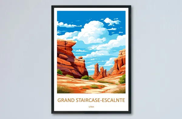 Grand Staircase Travel Poster, Utah Desert Landscape