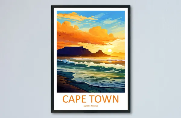 Cape Town Travel Poster, South Africa Wall Decor