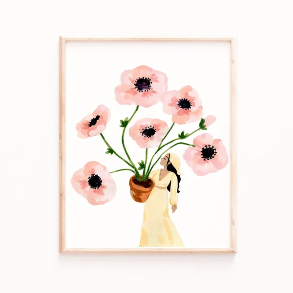 Poppies Garden Lover Floral Art Print, Sabina Fenn
