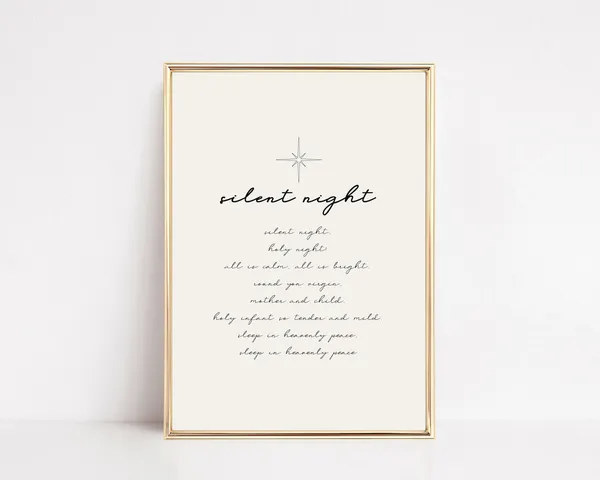 Silent Night Neutral Christmas Farmhouse Wall Art