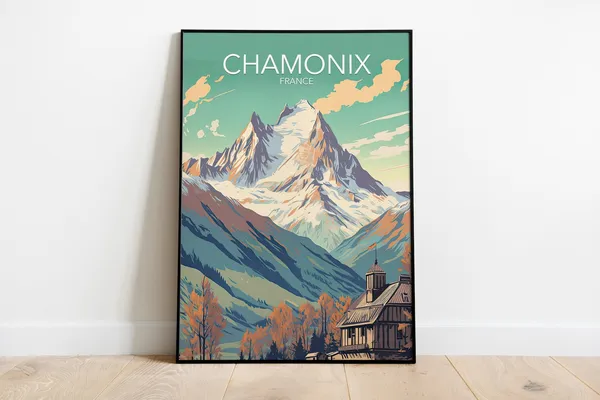 Chamonix Modern Poster Print, Alpine Travel Decor