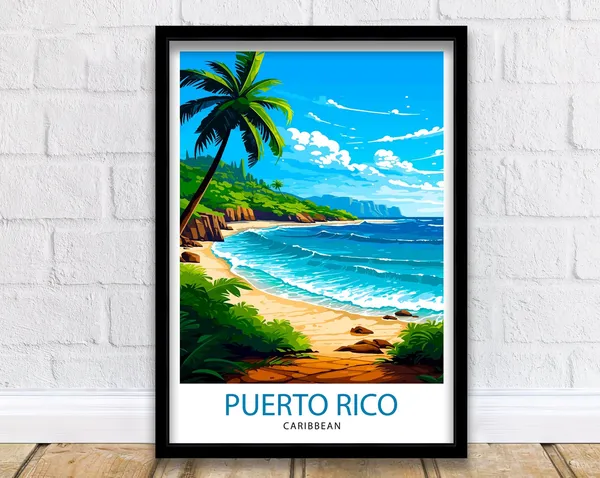 Puerto Rico Travel Poster, Latin America Wall Decor