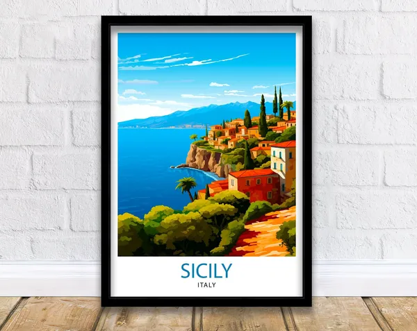 Sicily Travel Poster, Italy Wall Decor
