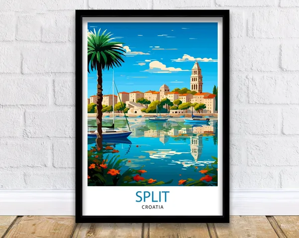 Split Croatia Travel Poster, Europe Wall Decor