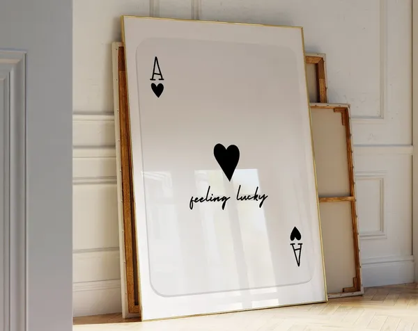 Lucky Girl Retro Card Print, Preppy Wall Art