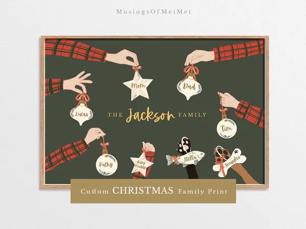 Custom Christmas Family Portrait Art Print