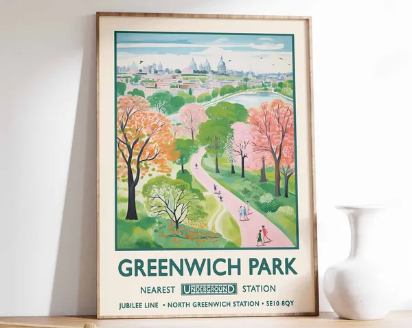 Greenwich Park London Art Print, William Morris Floral