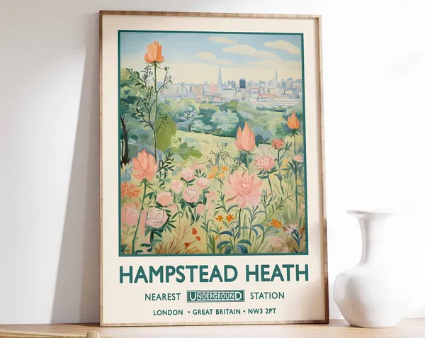Hampstead Heath London Vintage Floral Poster
