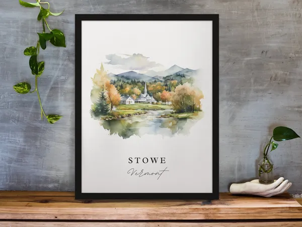 Stowe Traditional Travel Poster, Vermont Custom Text