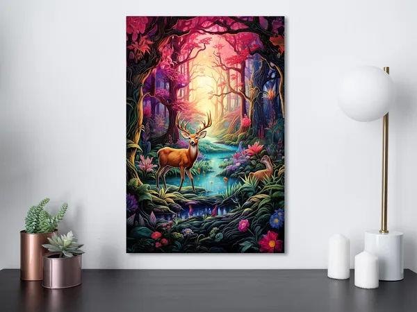 Psychedelic Forest Surreal Wildlife Art Print