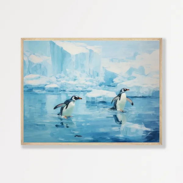 Retro Penguin Print, Nursery Bedroom Wall Art