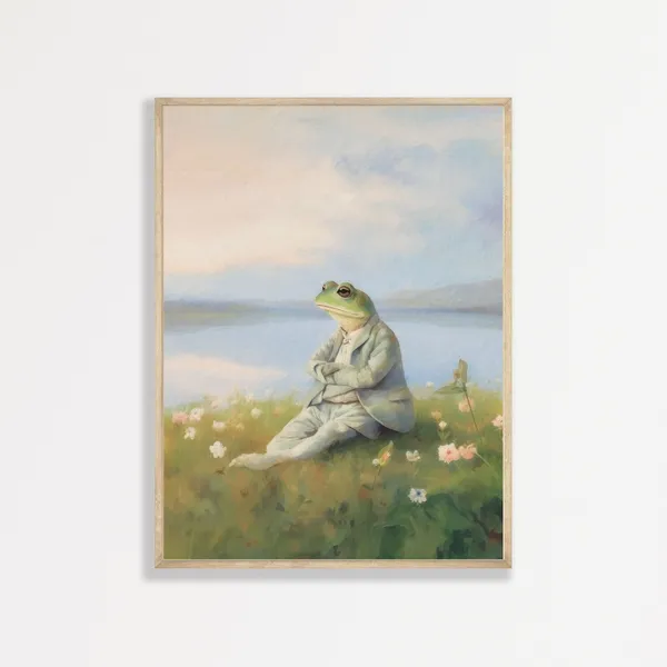 Retro Frog Oil-Painting-Style Art Print, Nursery